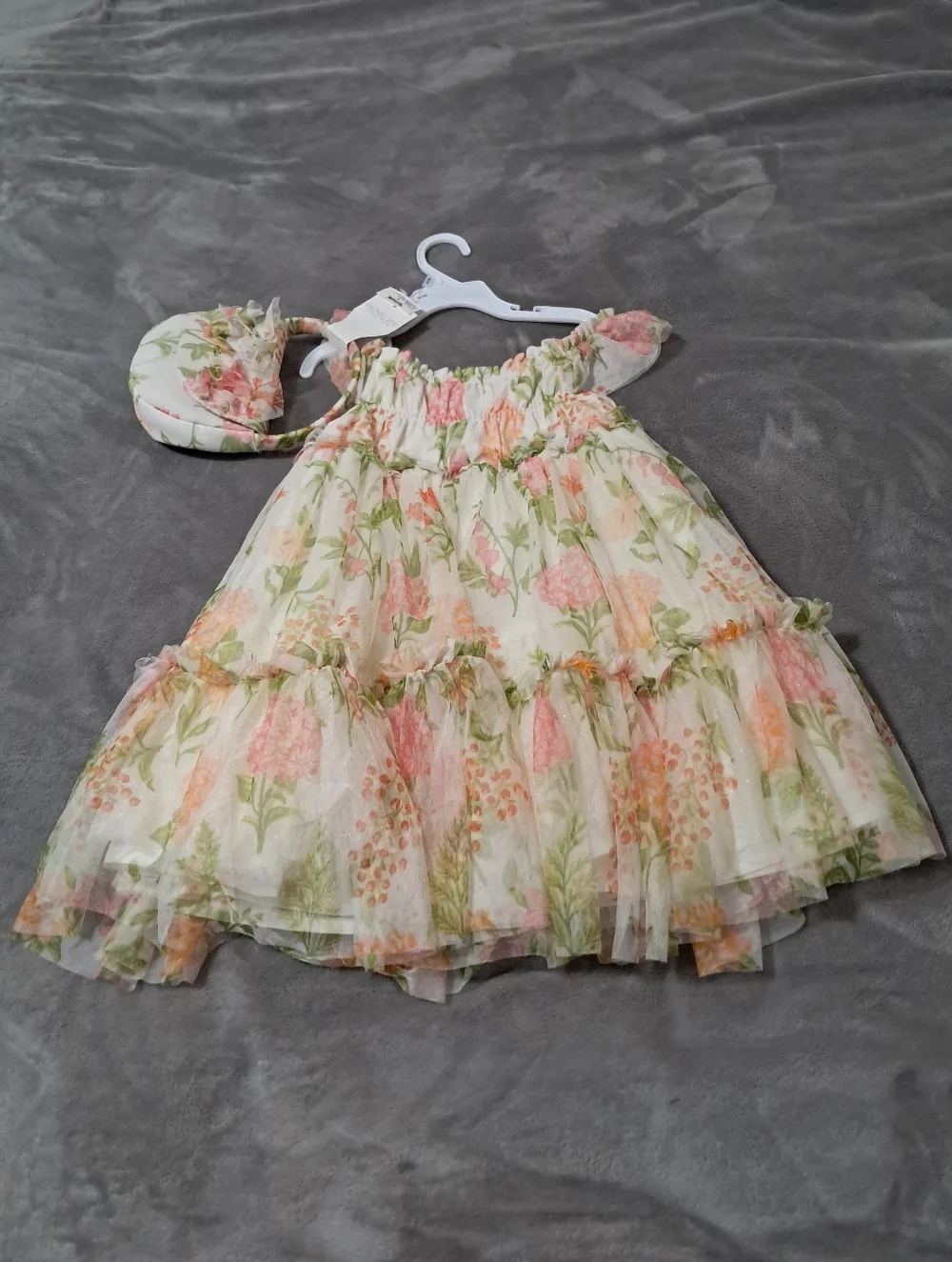 Rachel Zoe Pastel Floral Tiered Sundress Wedding Guest with Small Purse Sz. 5T